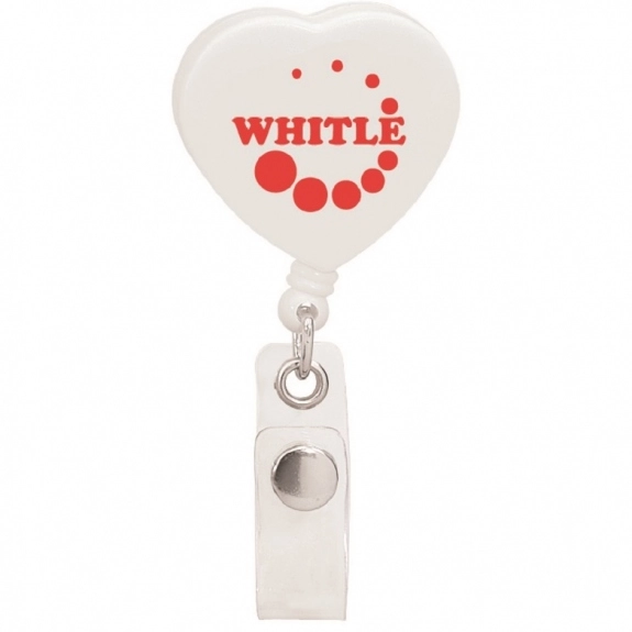 White Heart Shaped Retractable Custom Badge Reels