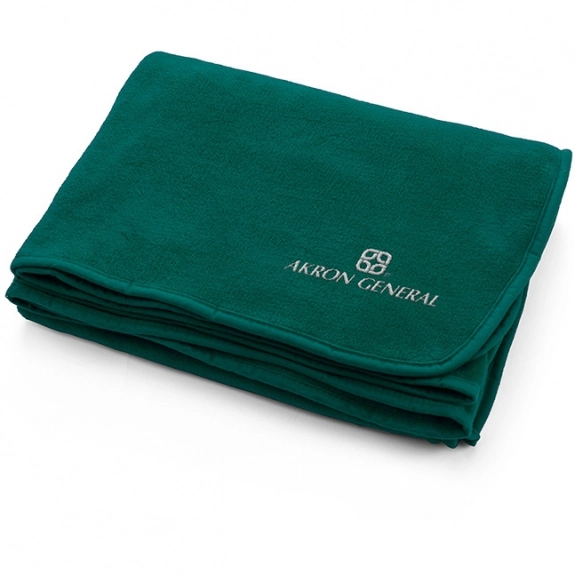 Forest Green Plush Coral Fleece Promotional Blanket - 60" x 50"