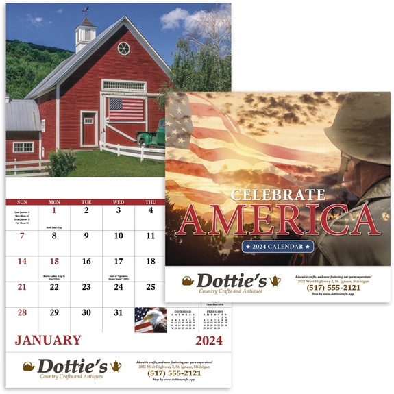 White - Celebrate America - 13 Month Patriotic Appointment Custom Calendar