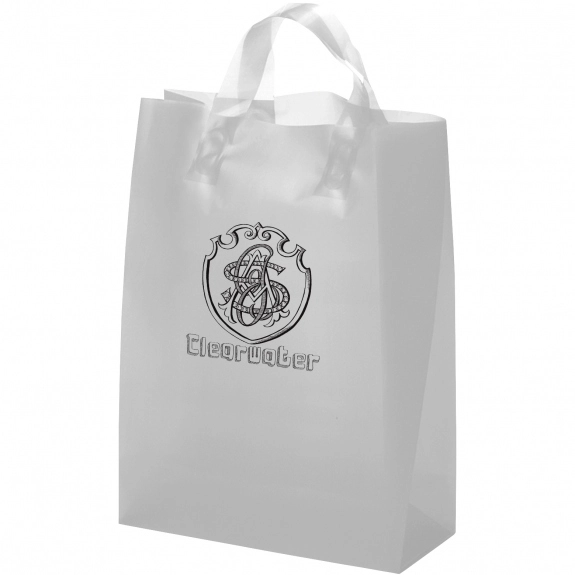 Silver Translucent Frosted Soft Loop Promo Shopping Bag