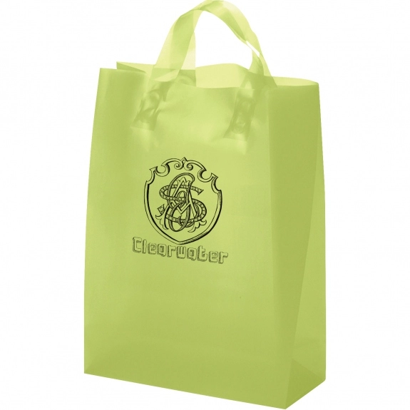 Lime Green Translucent Frosted Soft Loop Promo Shopping Bag