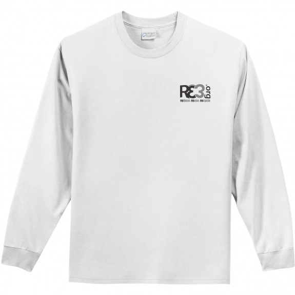 Port & Company Long Sleeve Essential Logo T-Shirt - White