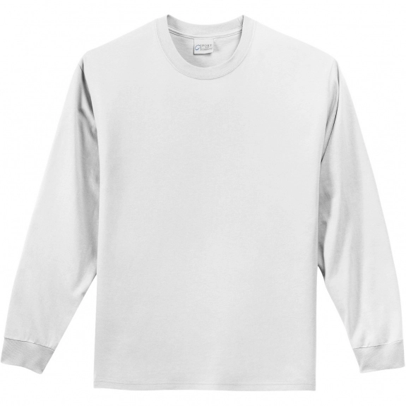 White Port & Company Long Sleeve Essential Logo T-Shirt 