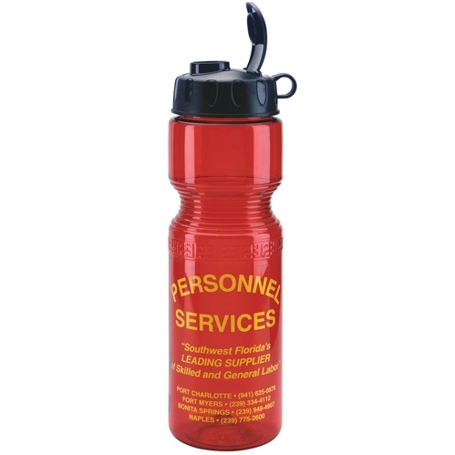 Translucent Red Flip & Sip BPA-Free Promotional Sport Bottle
