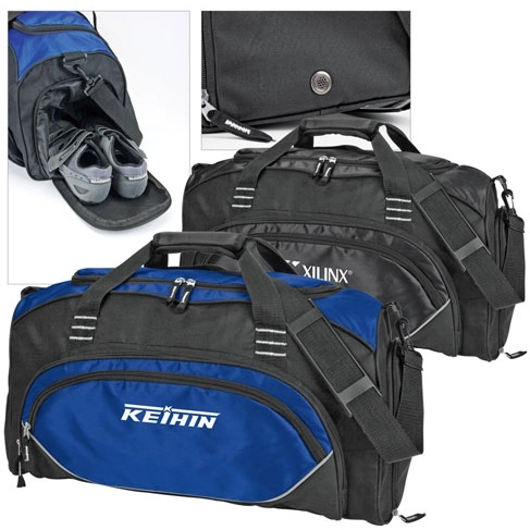 Black/Blue Preston Weekender Promotional Duffle - 21.5"w x 10.5"h x 10"d
