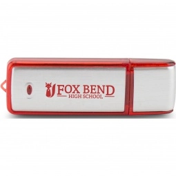 Red Rectangle Translucent Accent Logo USB Drive - 16GB