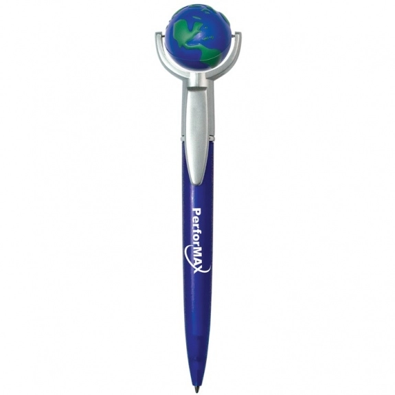 Blue Earth Shaped Squeeze Top Customized Pen