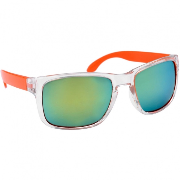 Clear Orange Two-Tone Mirrored Custom Sunglasses