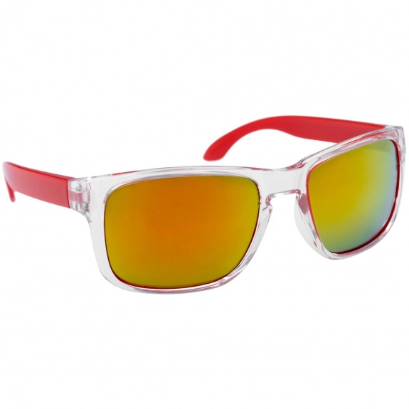 Clear Red Two-Tone Mirrored Custom Sunglasses