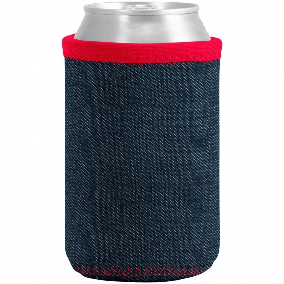 Red Denim-Neoprene Insulated Custom Can Coolers