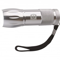Silver - Mini Aluminum COB Promo Flashlight w/ Strap