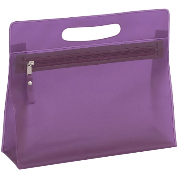 Purple - PVC Custom Vanity Bag w/ Die Cut Handle