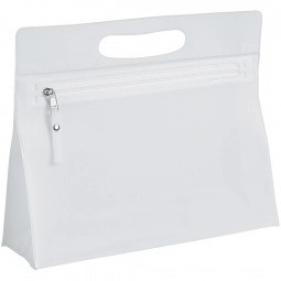Translucent White - PVC Custom Vanity Bag w/ Die Cut Handle