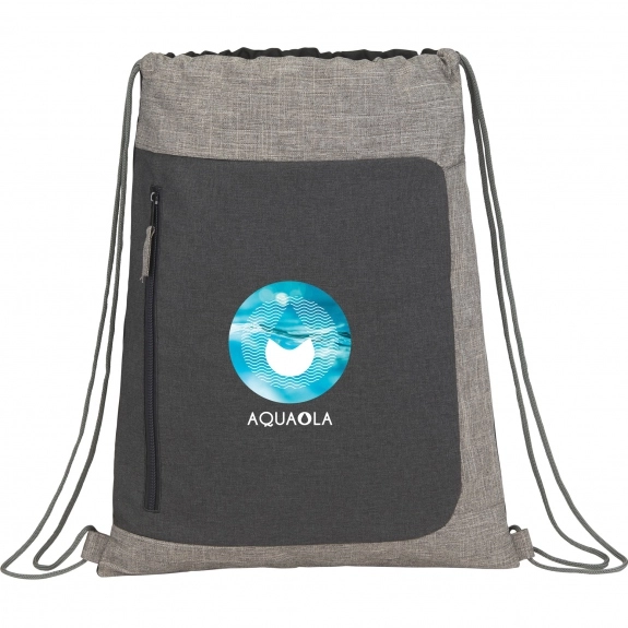 Graphite - Heather Recycled Custom Drawstring Backpack - 14.5"w x 19"h