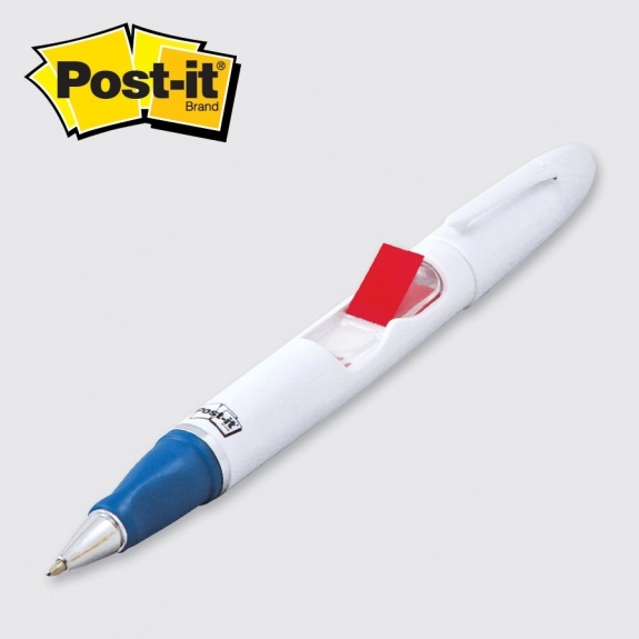 White Custom Pen & Post-it Note Flag Combo