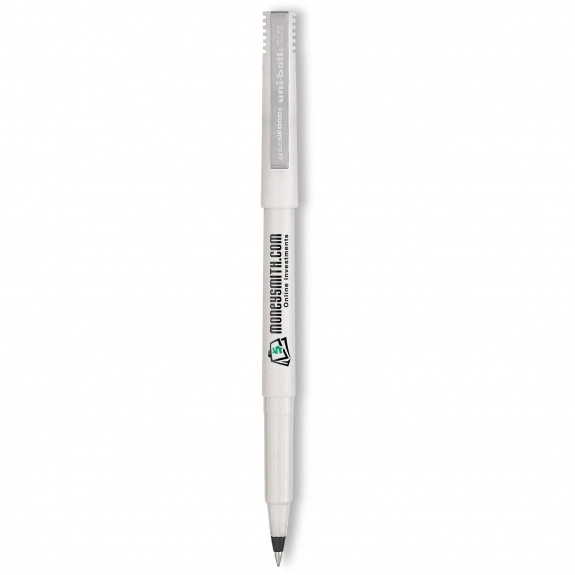 Pearlized White/Black Ink Uni-Ball Micro Roller Promotional Pen 