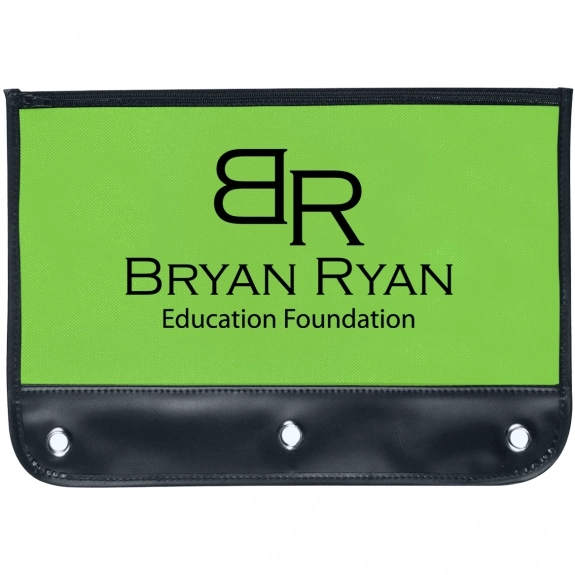 Lime Green Zippered 3-Ring Logo Pencil Case