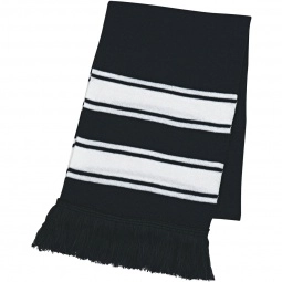 Black/White Two-Tone Knit Custom Scarf w/ Fringes