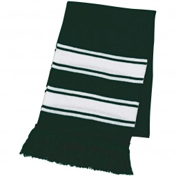 Forest Green/White Two-Tone Knit Custom Scarf w/ Fringes