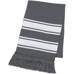 Gray/White Two-Tone Knit Custom Scarf w/ Fringes