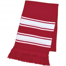 Red/White Two-Tone Knit Custom Scarf w/ Fringes