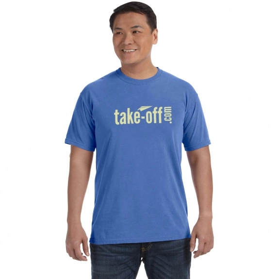 Neon Blue Comfort Colors Garment Dyed Custom T-Shirts - Men's