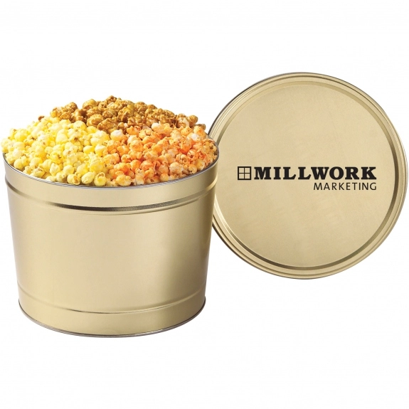 3-Way Gourmet Popcorn in Custom Tin - 2 Gallons