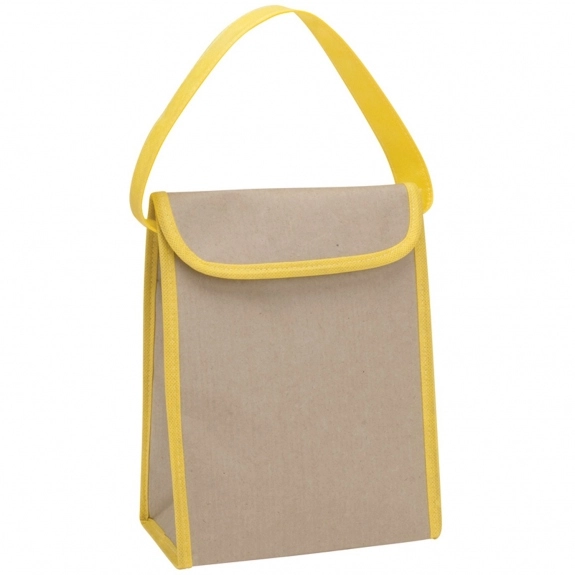 Yellow - Two-Tone Kraft Custom Lunch Bag - 7"w x 9"h x 4"d