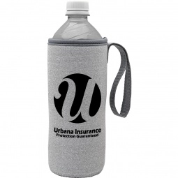 Grey Insulated Water Bottle Custom Holder w/ Carry Strap