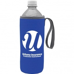 Royal Blue Insulated Water Bottle Custom Holder w/ Carry Strap