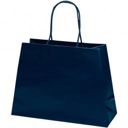 Navy Blue Reverse Trapezoid Logo Shopping Bag 