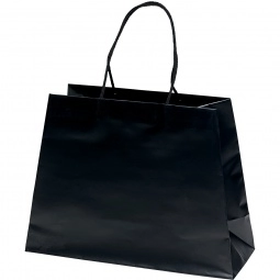 Black Reverse Trapezoid Logo Shopping Bag 