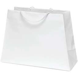 White Reverse Trapezoid Logo Shopping Bag 