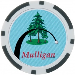 Grey Full Color Poker Chip Shaped Custom Golf Ball Marker