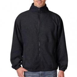 Black UltraClub Iceberg Full Zip Printed Fleece Jacket - Men's