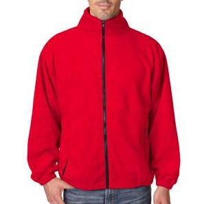 Red UltraClub Iceberg Full Zip Printed Fleece Jacket - Men's