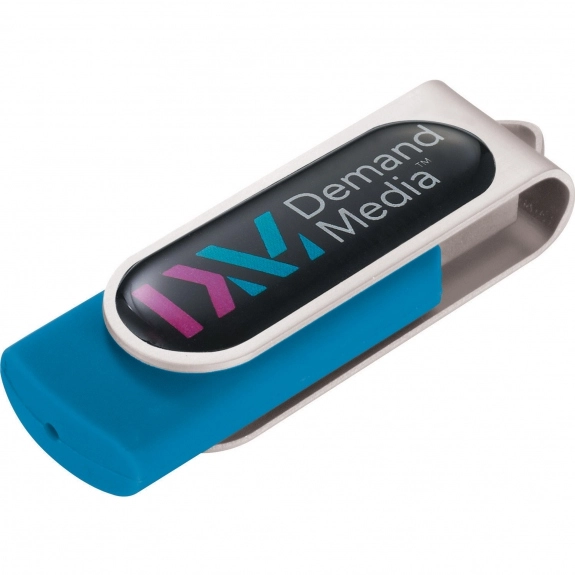 Aqua 8GB Domeable Rotating Promotional USB Drive
