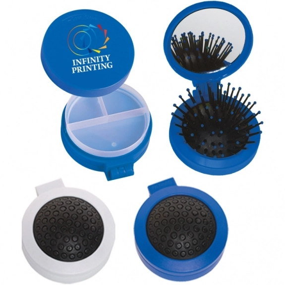 Open -Full Color 3 in 1 Promotional Pill Box and Brush Set