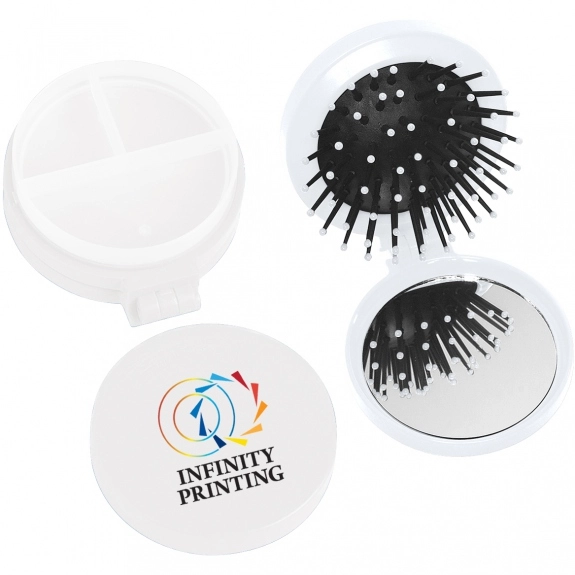 White Full Color 3 in 1 Promotional Pill Box and Brush Set
