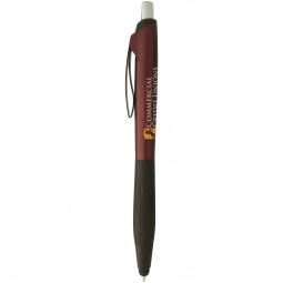 Merlot Retractable Stylus Promotional Pen w/ Rubber Grip