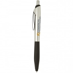 Retractable Stylus Promotional Pen w/ Rubber Grip