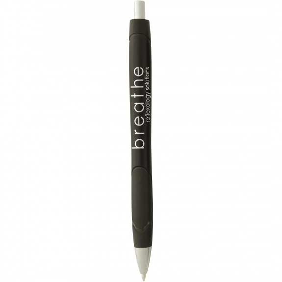 Black - Colored Click Promotional Pen w/ Rubber Grip