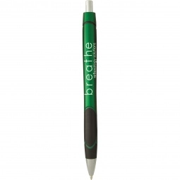 Green - Colored Click Promotional Pen w/ Rubber Grip