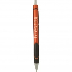 Orange - Colored Click Promotional Pen w/ Rubber Grip