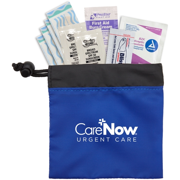 Blue Sun Care Promotional First Aid Kit w/ Cinch Pouch