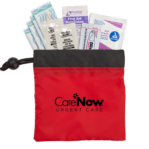Red Sun Care Promotional First Aid Kit w/ Cinch Pouch