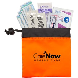 Blaze Orange Sun Care Promotional First Aid Kit w/ Cinch Pouch