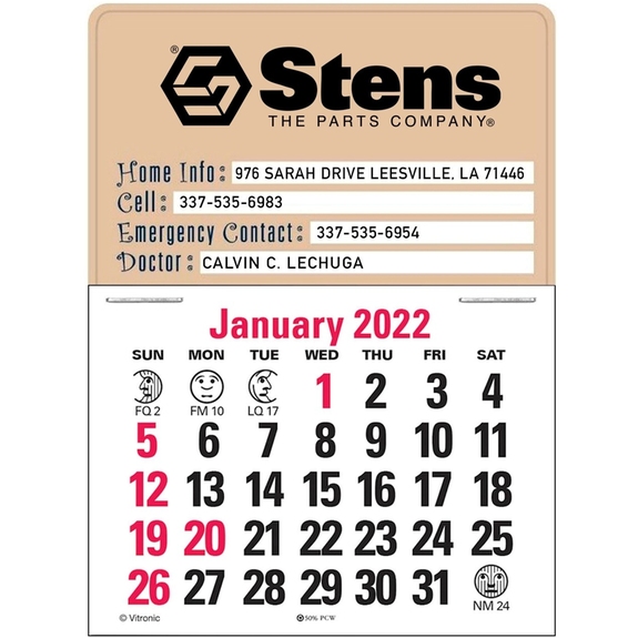 Press n' Stick Custom Calendar - Emergency Numbers
