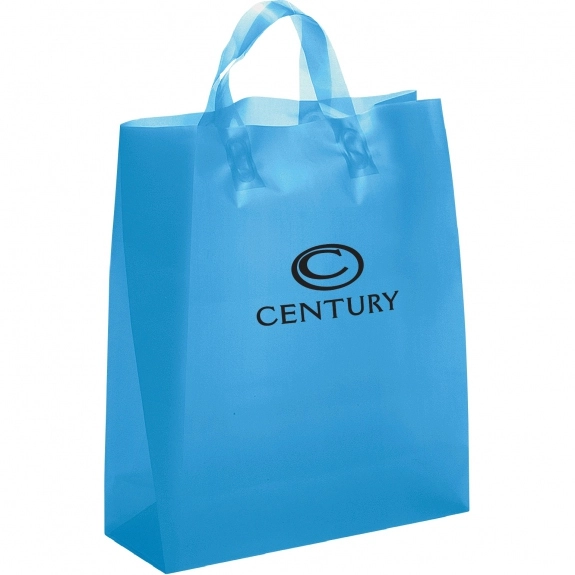 Blue Translucent Frosted Soft Loop Custom Shopping Bag