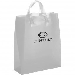 Silver Translucent Frosted Soft Loop Custom Shopping Bag 